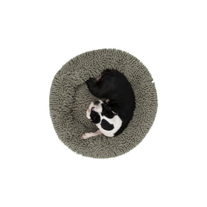 Calming Bobble Chenille Round Donut Pet Bed - Grey