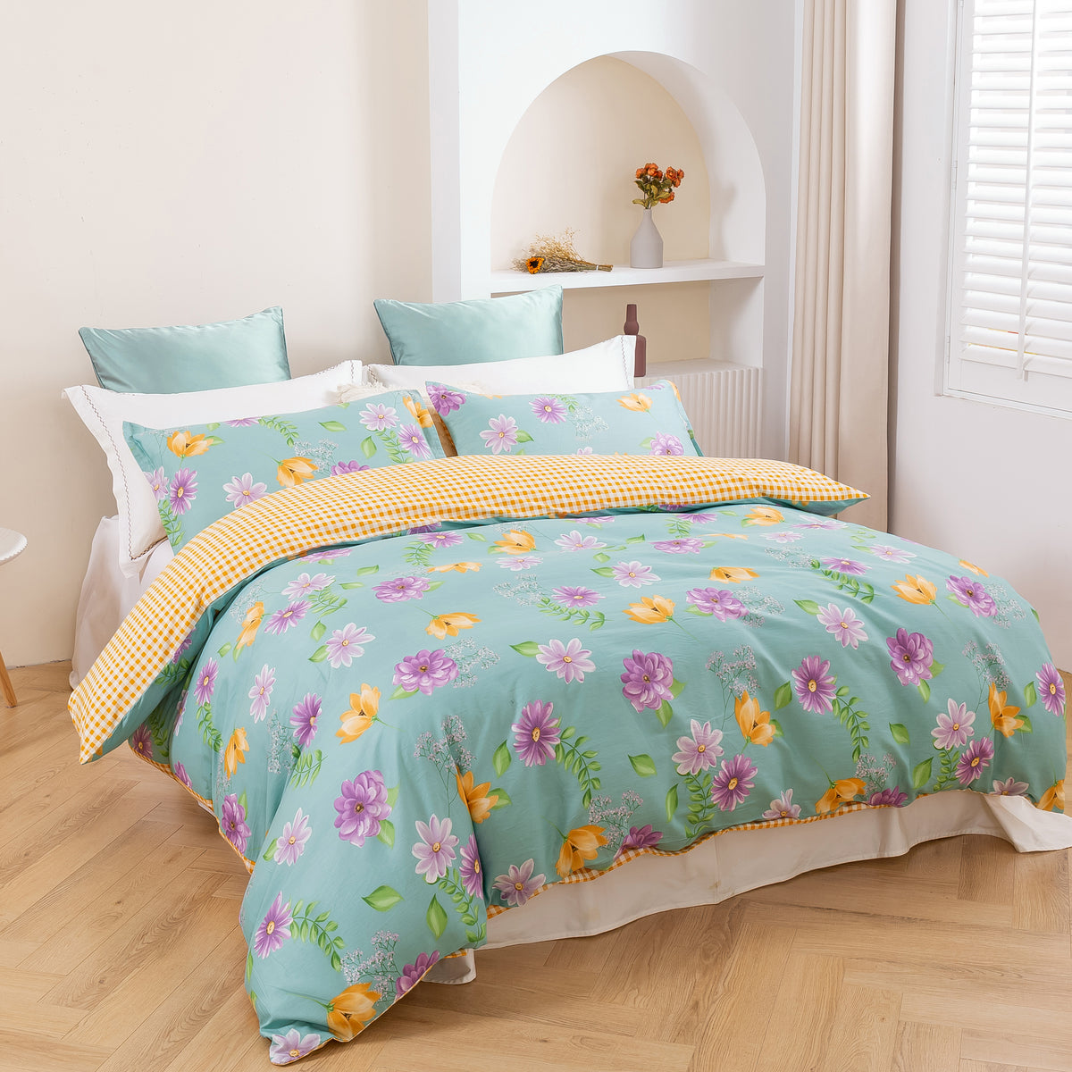 Zinnia 100 Cotton Reversible Quilt Cover Set DI Home