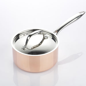 Chef Series 3 Layer Copper Coated Saucepan with Lid - Copper/ Silver