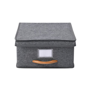 Kicho Fabric Collapsible Storage Box With Lid Grey 30x30 x16cm