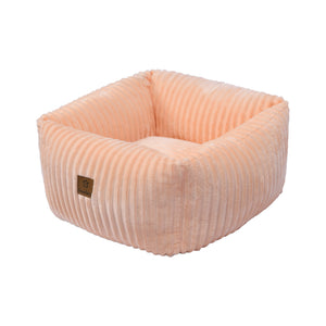 Ascher Plush Corduroy Square Pet Nest Bed - Soft Beige