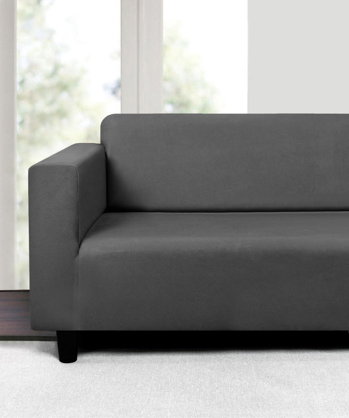 Premium Faux Suede Charcoal Couch Sofa Cover