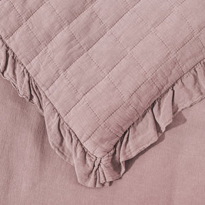 Premium Quilted Sandwash Quilt Cover Set Queen Bed Dusty Pink