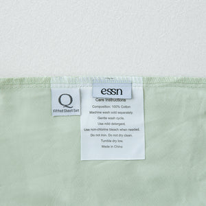 500TC Cotton Sateen Fitted Sheet Set Sage