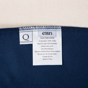500TC Cotton Sateen Fitted Sheet Set Navy