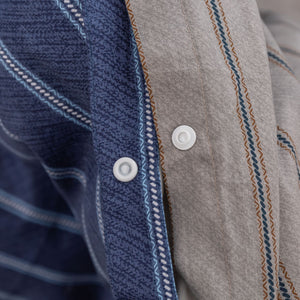 Amalfi Stripe 100% Cotton Reversible Quilt Cover Set Blue