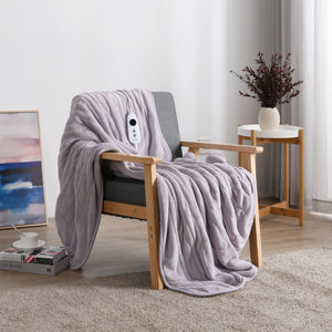 Coral Fleece Electric Heated Throw Blanket Lavender