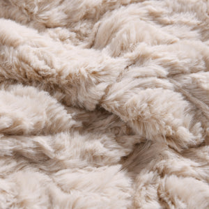 500gsm Faux Fur Heated Throw Natural