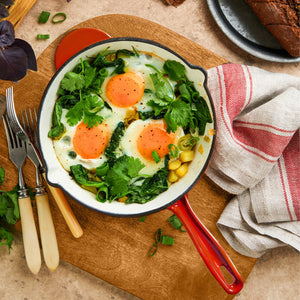 Cast Iron Fry Pan 26cm Black Cherry Red