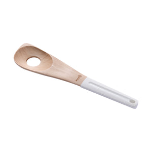 Modern Beech Wood Corner Spoon with Silicone Grip White 30.4x7x1.5cm