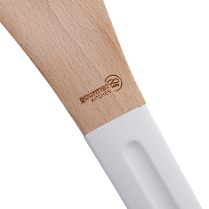Modern Beech Wood Corner Spoon with Silicone Grip White 30.4x7x1.5cm