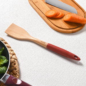 Rustic Beech Wood Turner with Silicone Grip Red 35.4x6x2.8cm