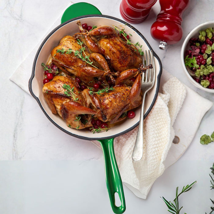 Cast Iron Fry Pan and Grill Pan 2 Piece Set Eden Green