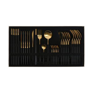Hemingway Cutlery and Chopstick Set 30 Piece Matte Black/Gold