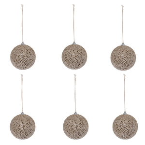Sugar-coat effect Christmas Baubles Gold Pack of 6