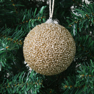 Sugar-coat effect Christmas Baubles Gold Pack of 6