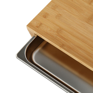 Bamboo Cutting Board With Stainless Steel Tray 39x27x6.5cm