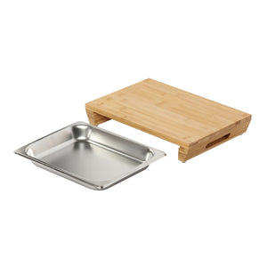 Bamboo Cutting Board With Stainless Steel Tray 39x27x6.5cm