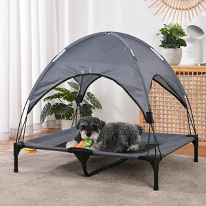 Elevated Dog Bed With Tent - Grey