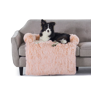 Shaggy Faux Fur Bolster Sofa Protector Pet Bed - Soft Beige