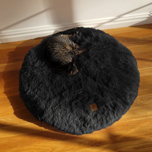 Shaggy Faux Fur Round Padded Lounge Mat - Charcoal