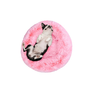 Donut Faux Fur Calming Pet Nest Ombre Pink
