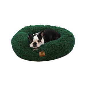 Shaggy Faux Fur Donut Calming Pet Nest Bed - Eden Green