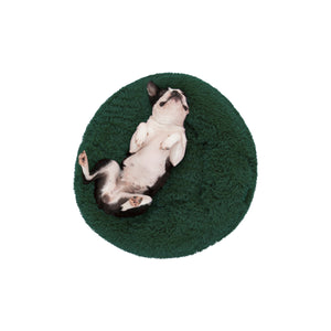 Shaggy Faux Fur Donut Calming Pet Nest Bed - Eden Green