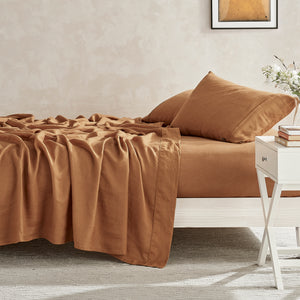 100% European Flax Linen Sheet Set Rust