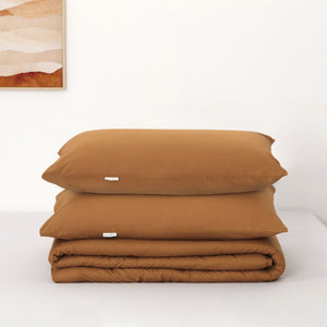 225TC Cotton Washed Comforter Set Orange