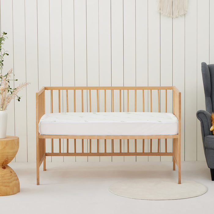 Bamboo Knitted Cot Waterproof Mattress Protector White Fitted Sheet