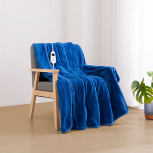 Coral Fleece Electric Heated Throw Blanket Classic Blue