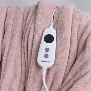 Coral Fleece Electric Heated Throw Blanket Blush Pink