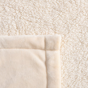 Hudson Fleece and Sherpa Reverse Throw Blanket Cream