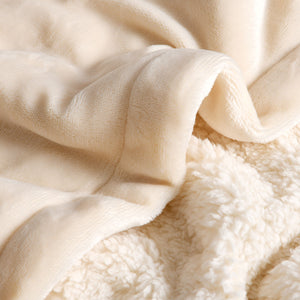 Hudson Fleece and Sherpa Reverse Throw Blanket Cream