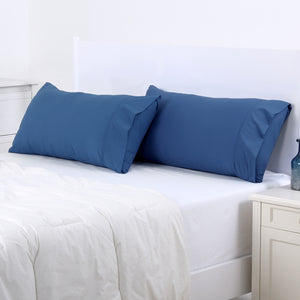 250TC Plain Dyed King Size Pillowcases - Twin Pack - Blue 48x90cm