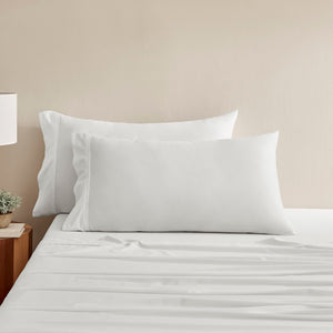 400TC Bamboo Cotton Blend Sateen King Pillowcases Twin Packs WHITE