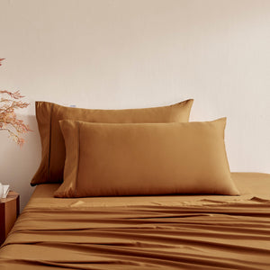 400TC Bamboo Cotton Blend Sateen King Pillowcases Twin Packs RUST