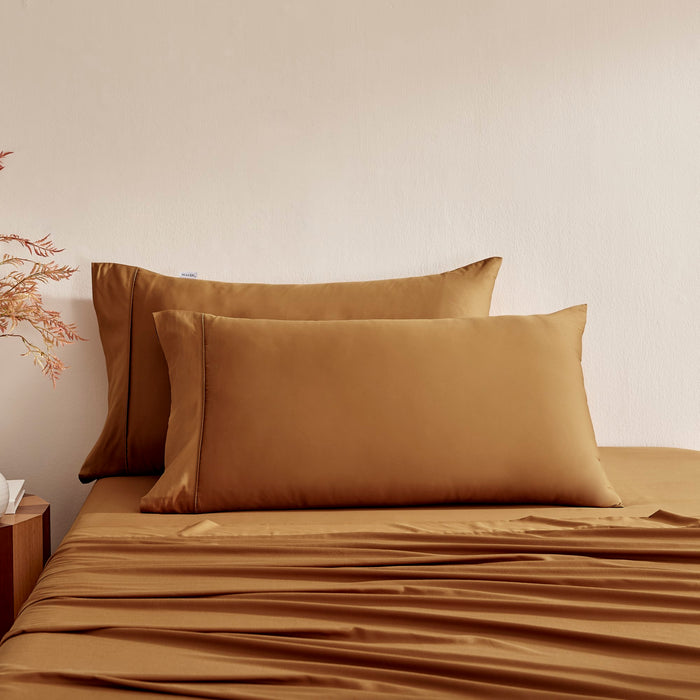 400TC Bamboo Cotton Blend Sateen King Pillowcases Twin Packs RUST