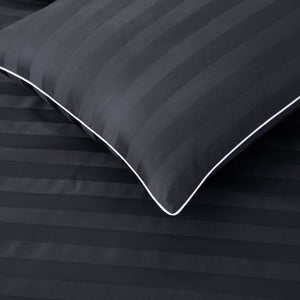 Kensington Hotel Collection 600TC 100% Cotton Jacquard Stripe Quilt Cover Set Charcoal