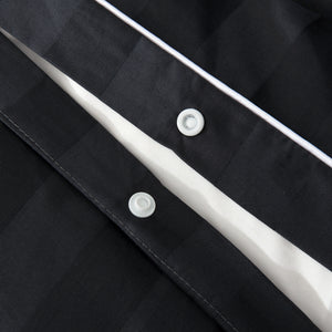 Kensington Hotel Collection 600TC 100% Cotton Jacquard Stripe Quilt Cover Set Charcoal