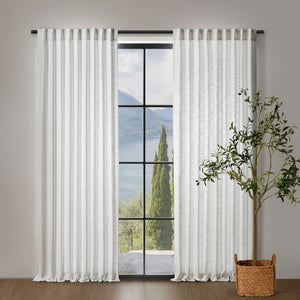 Adria Light Filtering Polyester/Linen Blend Concealed Tab Top Curtain Twin Pack Snow