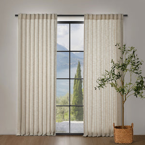 Adria Light Filtering Polyester/Linen Blend Concealed Tab Top Curtain Twin Pack Linen