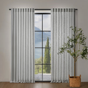 Adria Light Filtering Polyester/Linen Blend Concealed Tab Top Curtain Twin Pack Pewter