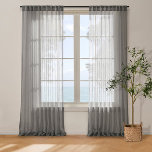 Kirra Sheer Concealed Tab Top Curtain Twin Pack Slate