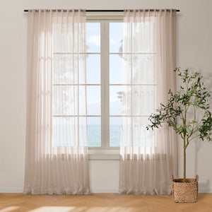 Kirra Sheer Concealed Tab Top Curtain Twin Pack Dessert Rose