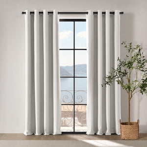 Bennett Faux Linen Blockout Eyelet Curtain Twin Pack Cloud