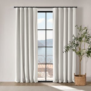 Bennett Faux Linen Blockout Multi Header Curtain Twin Pack Cloud