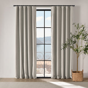 Bennett Faux Linen Blockout Multi Header Curtain Twin Pack Natural