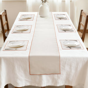 Harvest Table Runner with Set of 6 Placemats Natural with Rust Edge